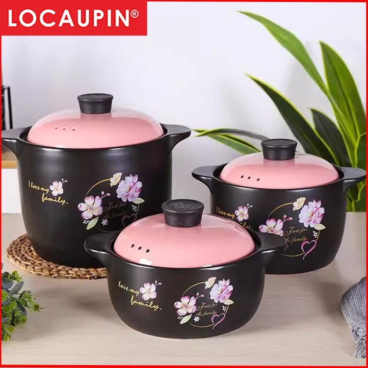 Locaupin Ceramic Stockpot, Stovetop Ceramic Cookware, Soup Pot Stew Pan Casserole Clay Pot Earthen Pot Healthy Stew Pot