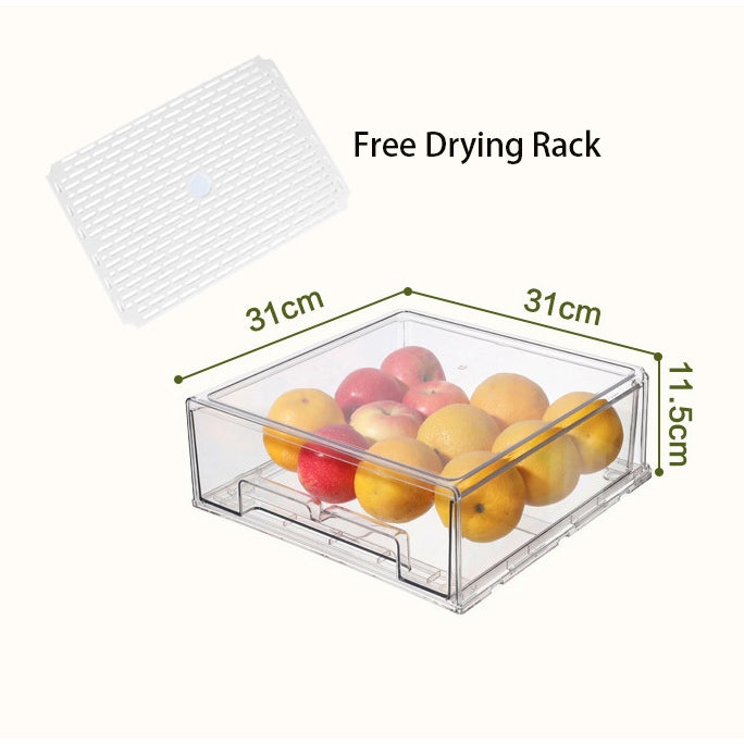 Locaupin Drawer Stackable Pantry Cabinet Refrigerator Freezer Food Container Fruit Container Organizer