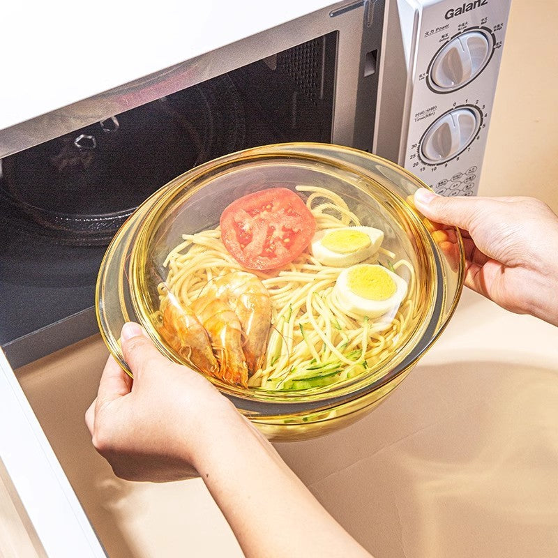 Locaupin Borosilicate Glass Bakeware Crystal Pot Microwave Oven Safe Vintage Design with Cover