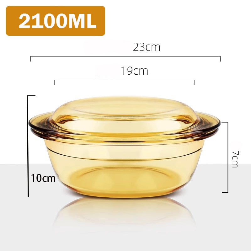 Locaupin Borosilicate Glass Bakeware Crystal Pot Microwave Oven Safe Vintage Design with Cover