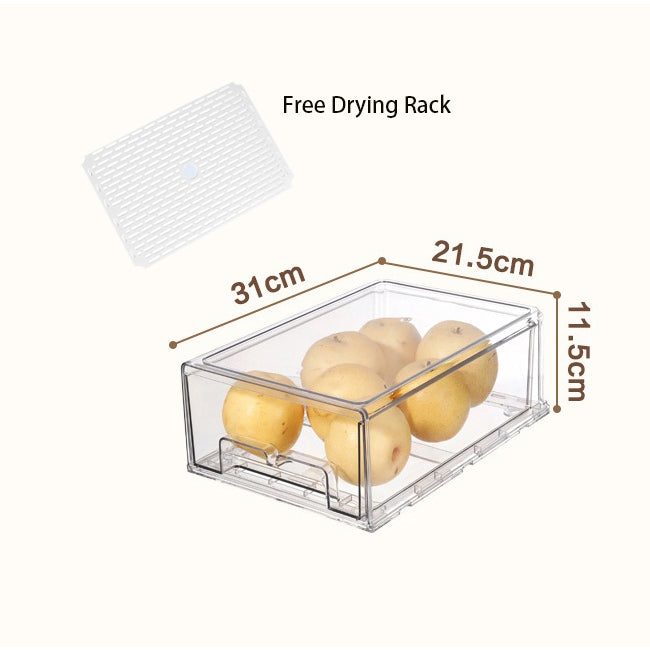 Locaupin Drawer Stackable Pantry Cabinet Refrigerator Freezer Food Container Fruit Container Organizer