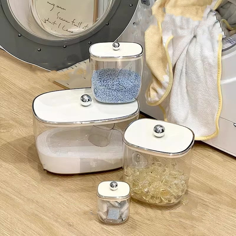 Locaupin Laundry Pod Container with Lid 4 Capacity for Laundry Room Organization Laundry Detergent Dispenser Storage Box