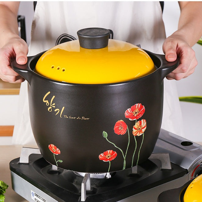 Locaupin Ceramic Stockpot, Stovetop Ceramic Cookware, Soup Pot Stew Pan Casserole Clay Pot Earthen Pot Healthy Stew Pot