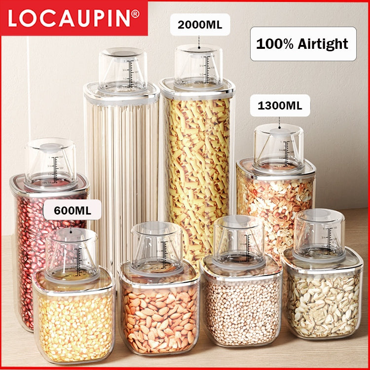 Locaupin Airtight Food Storage Container Kitchen Organization Food Dispensers Pasta Storage Jar