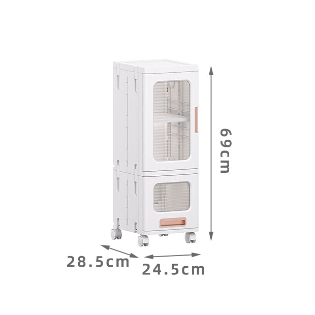Locaupin Plastic Storage Cabinet Collapsible Storage Bins with Doors Stackable Book Storage Bins for Bathroom Entryway