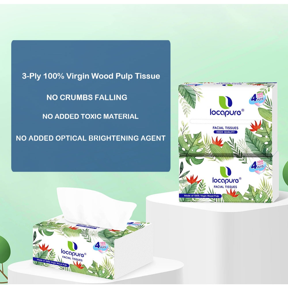 Locaupin Premium 10pack Facial Tissues 4Ply Natural Facial Paper