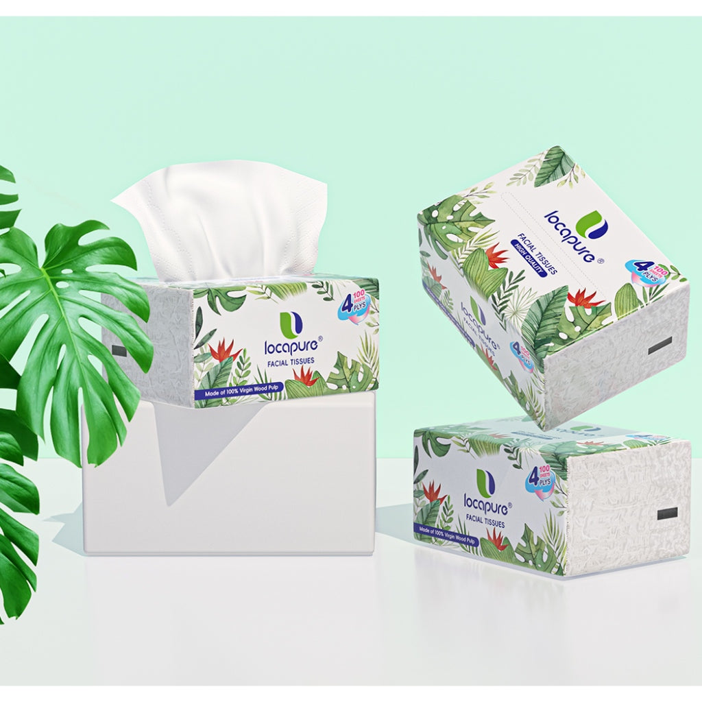 Locaupin Premium 10pack Facial Tissues 4Ply Natural Facial Paper
