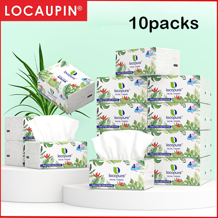Locaupin Premium 10pack Facial Tissues 4Ply Natural Facial Paper