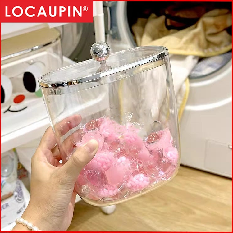 Locaupin Laundry Pod Container with Lid 4 Capacity for Laundry Room Organization Laundry Detergent Dispenser Storage Box