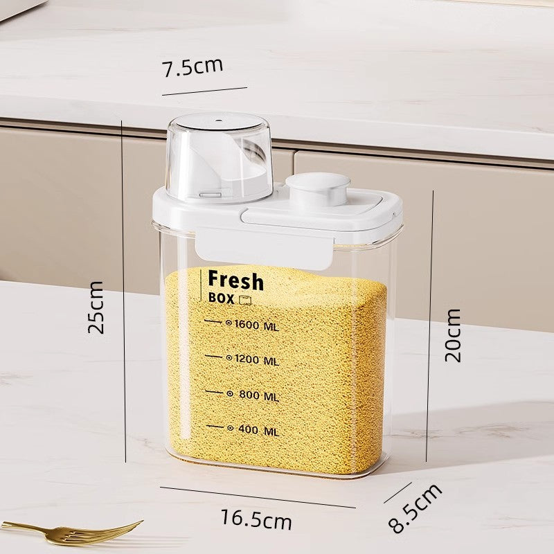 Locaupin 1600/2800mL Kitchen Storage Rice Dispenser Storage Box Food Dispensers Pet Contianer
