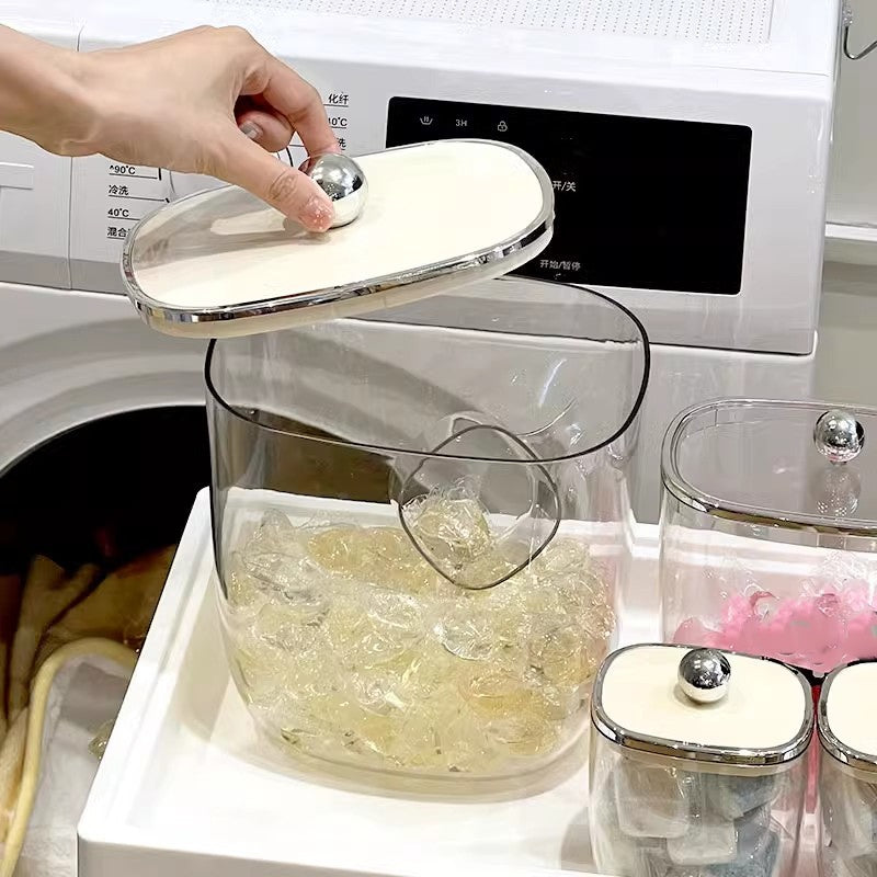 Locaupin Laundry Pod Container with Lid 4 Capacity for Laundry Room Organization Laundry Detergent Dispenser Storage Box