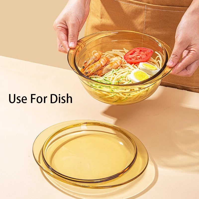 Locaupin Borosilicate Glass Bakeware Crystal Pot Microwave Oven Safe Vintage Design with Cover