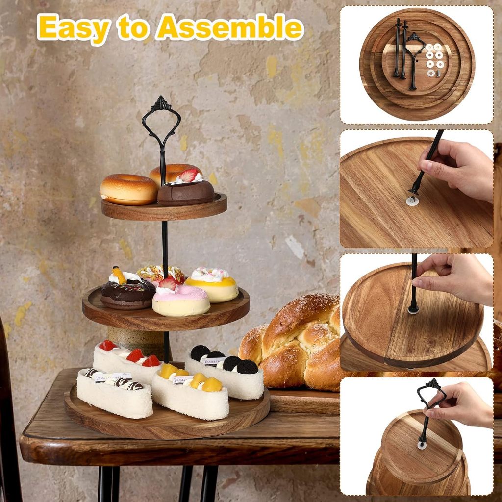Locaupin Wood Cupcake Stand Sturdy ,Stand Tower Tree Display Pastry Serving Tray,Dessert Tower Serving Tray