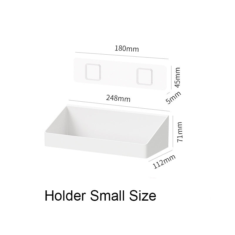 Locaupin Wall Mount Plastic Storage Organizer Holder Basket with Self-Adhesive Suitable Kitchen ,Bathroom,Plastic Hooks