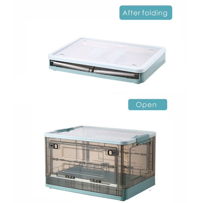 Locaupin Collapsible with Removable Storage Bins with Lids - Folding Plastic Stackable Organizer with Handle Baskets