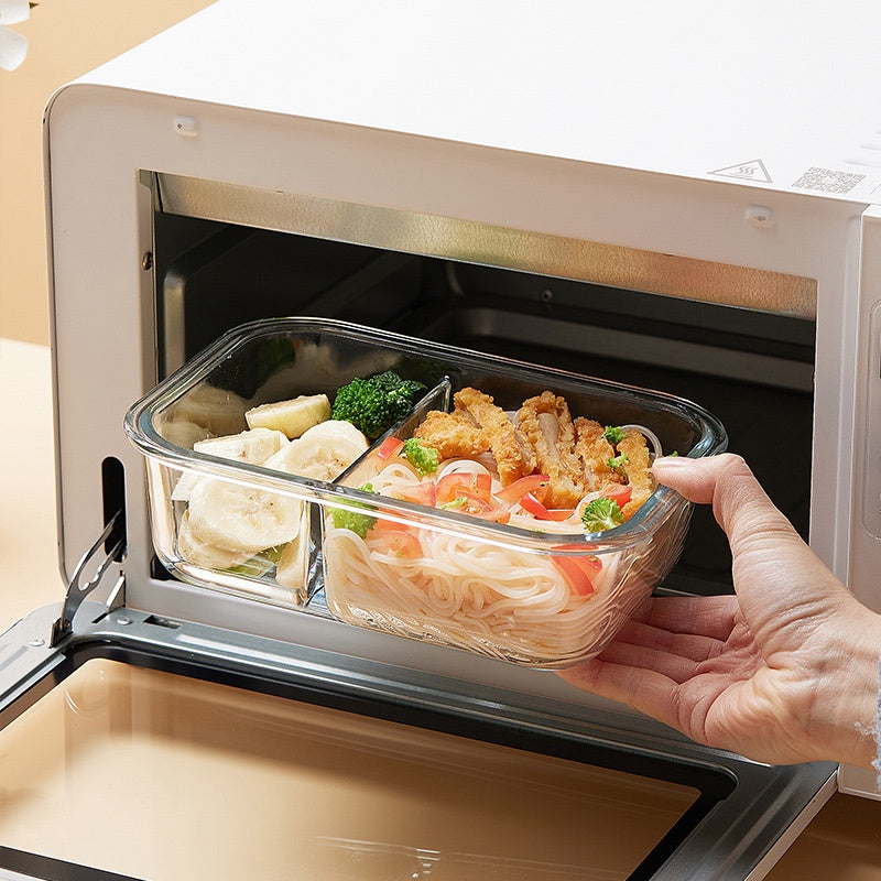 Locaupin Glass Container Plastic Lids ,Leak Proof Lunch Boxes Refrigerator Keep Fresh Food Container Microwave safe