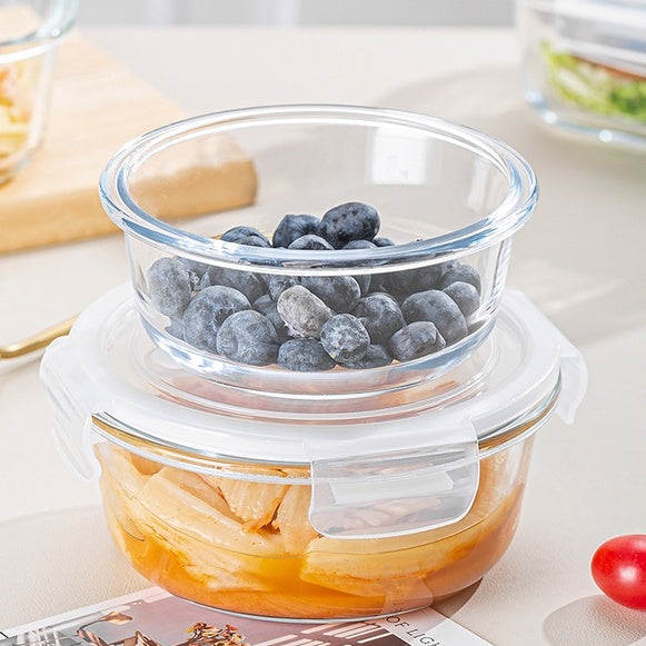Locaupin Glass Container Plastic Lids ,Leak Proof Lunch Boxes Refrigerator Keep Fresh Food Container Microwave safe