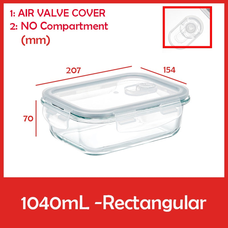 Locaupin Glass Container Plastic Lids ,Leak Proof Lunch Boxes Refrigerator Keep Fresh Food Container Microwave safe