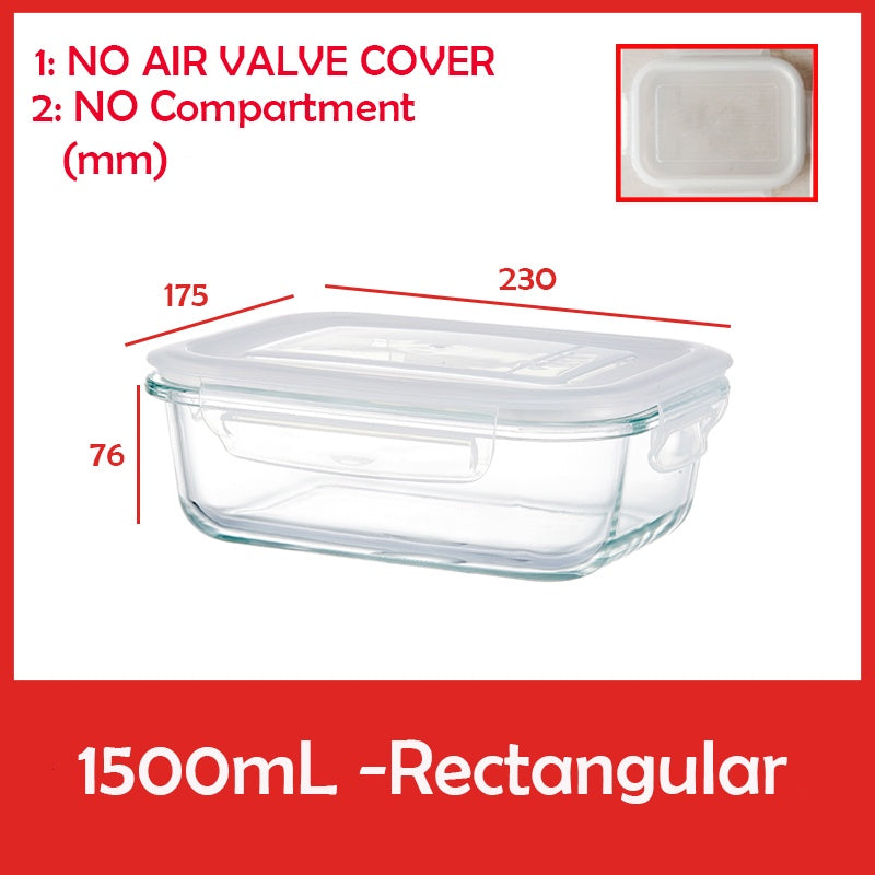 Locaupin Glass Container Plastic Lids ,Leak Proof Lunch Boxes Refrigerator Keep Fresh Food Container Microwave safe