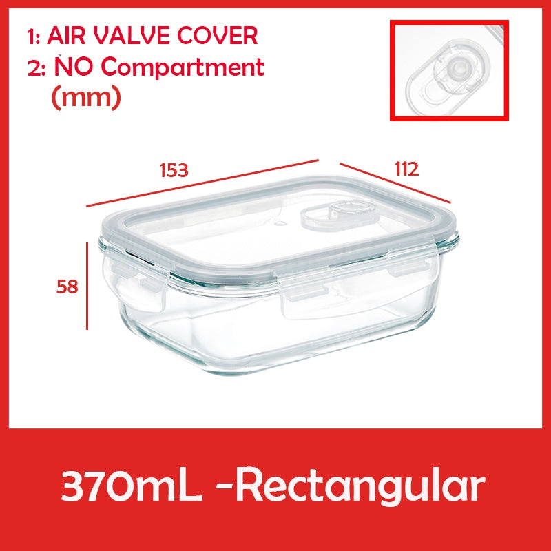 Locaupin Glass Container Plastic Lids ,Leak Proof Lunch Boxes Refrigerator Keep Fresh Food Container Microwave safe