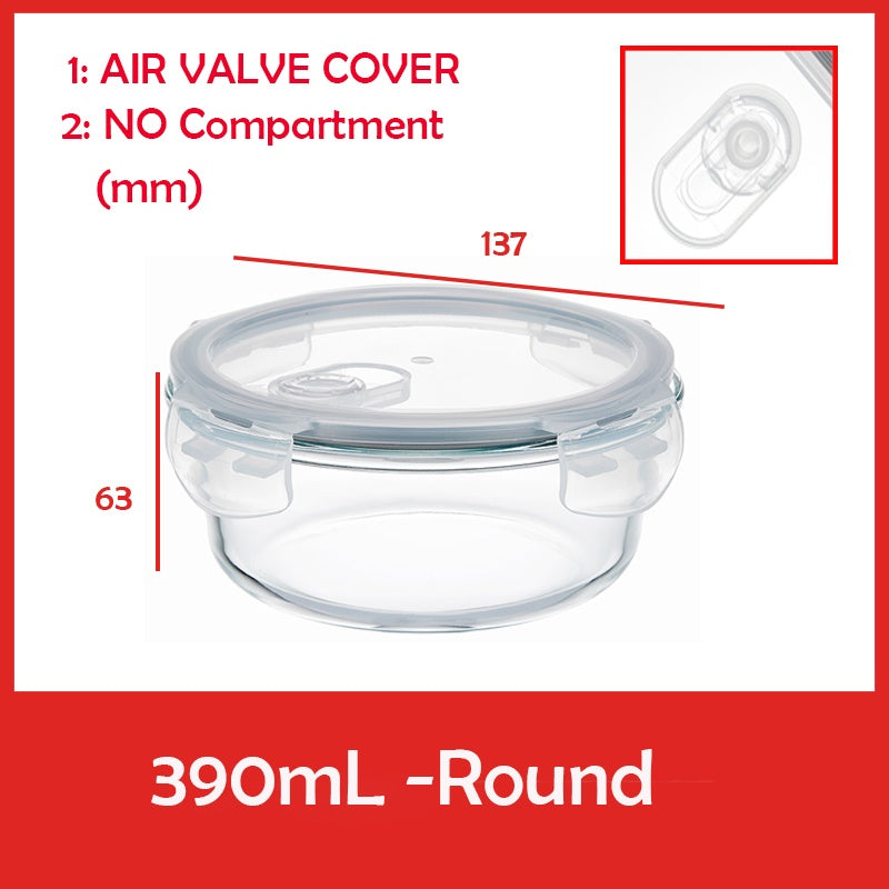 Locaupin Glass Container Plastic Lids ,Leak Proof Lunch Boxes Refrigerator Keep Fresh Food Container Microwave safe