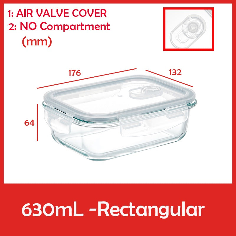Locaupin Glass Container Plastic Lids ,Leak Proof Lunch Boxes Refrigerator Keep Fresh Food Container Microwave safe