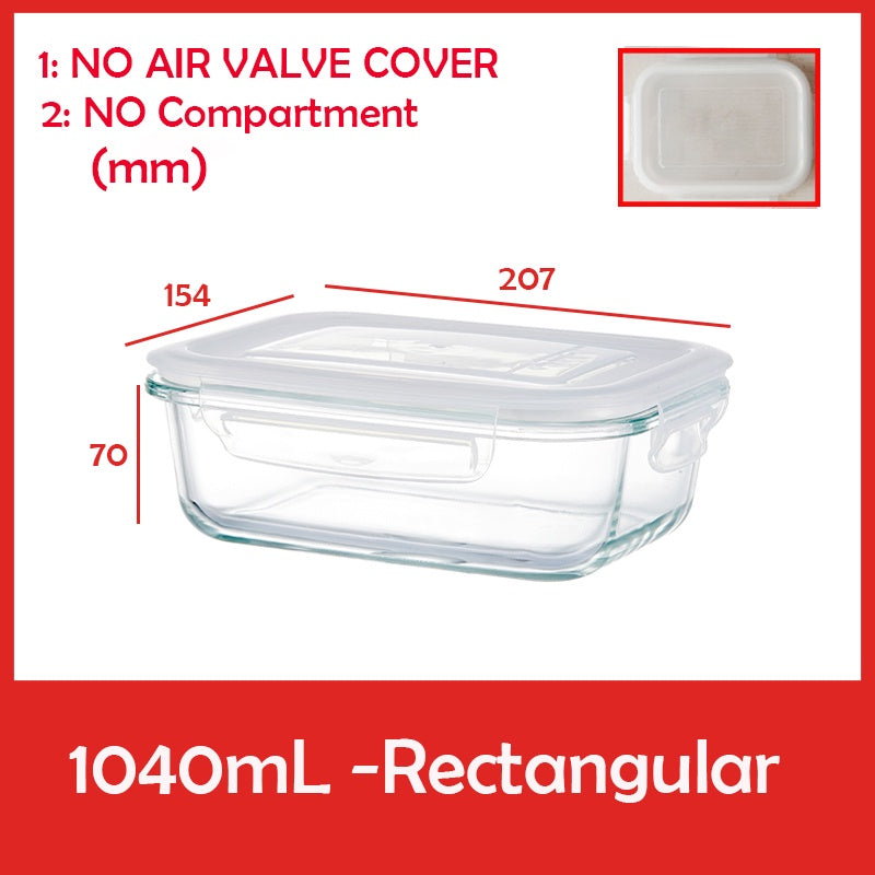 Locaupin Glass Container Plastic Lids ,Leak Proof Lunch Boxes Refrigerator Keep Fresh Food Container Microwave safe
