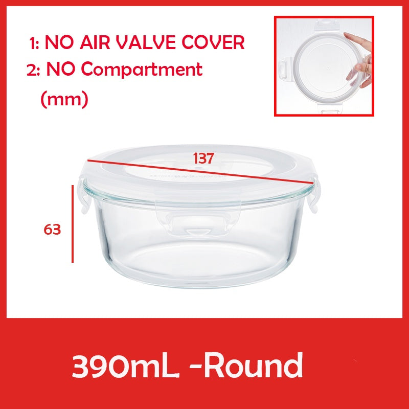 Locaupin Glass Container Plastic Lids ,Leak Proof Lunch Boxes Refrigerator Keep Fresh Food Container Microwave safe