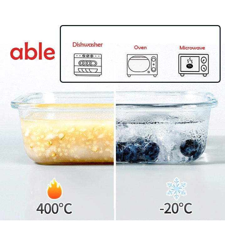 Locaupin Glass Container Plastic Lids ,Leak Proof Lunch Boxes Refrigerator Keep Fresh Food Container Microwave safe