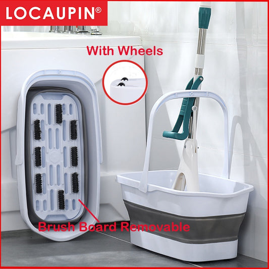 Locaupin Collapsible Bucket ,Mops Bucket Plastic Rectangular Handy Basket for Cleaning Mops, Car,and Outdoor Survival