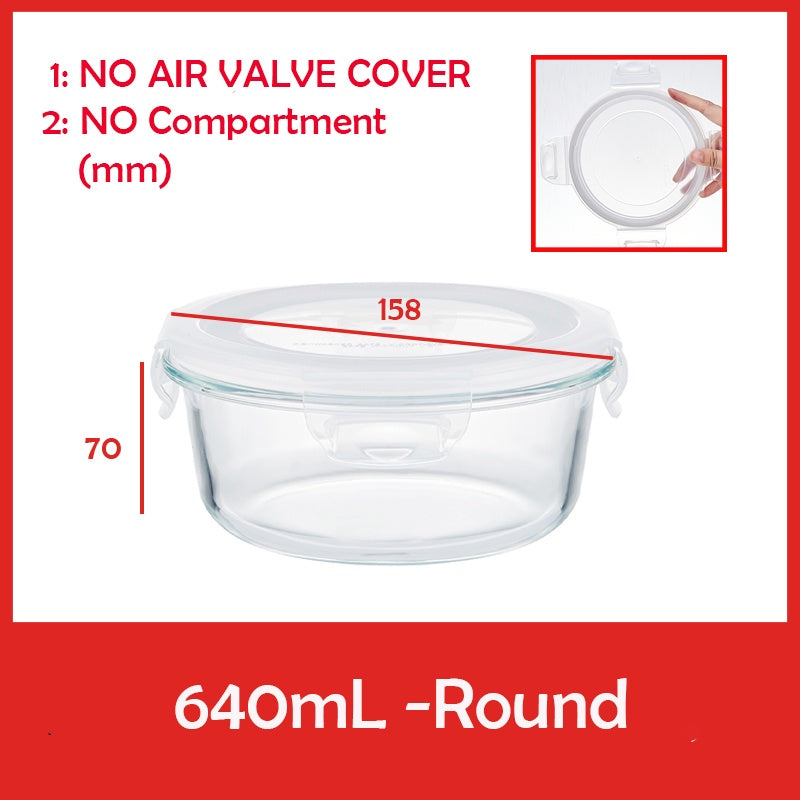 Locaupin Glass Container Plastic Lids ,Leak Proof Lunch Boxes Refrigerator Keep Fresh Food Container Microwave safe