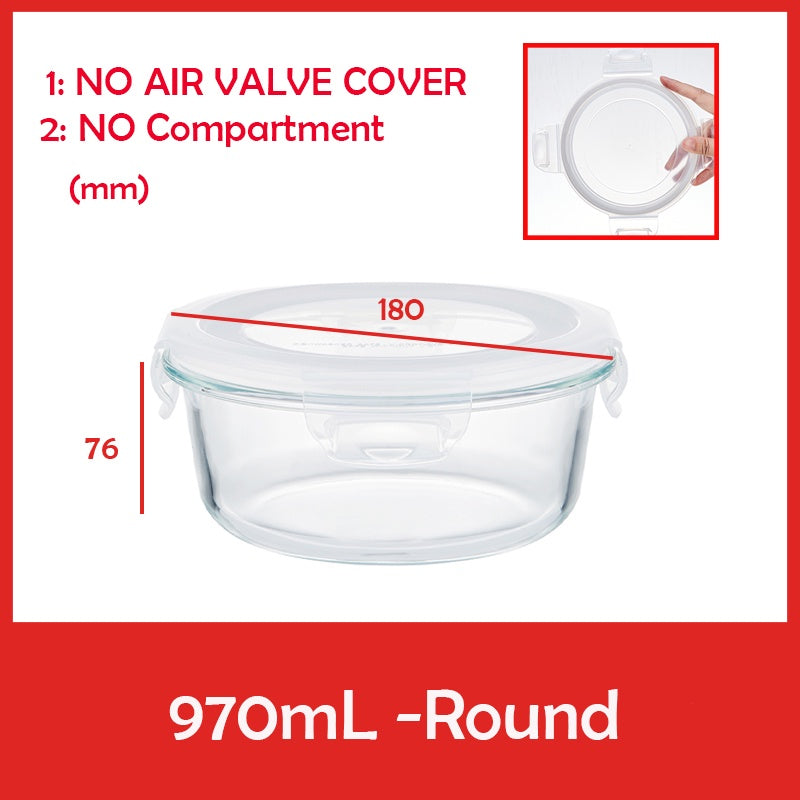 Locaupin Glass Container Plastic Lids ,Leak Proof Lunch Boxes Refrigerator Keep Fresh Food Container Microwave safe