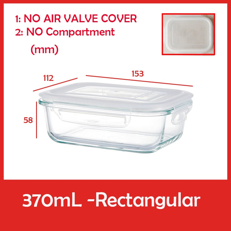Locaupin Glass Container Plastic Lids ,Leak Proof Lunch Boxes Refrigerator Keep Fresh Food Container Microwave safe