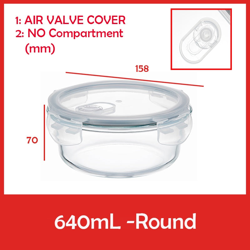 Locaupin Glass Container Plastic Lids ,Leak Proof Lunch Boxes Refrigerator Keep Fresh Food Container Microwave safe