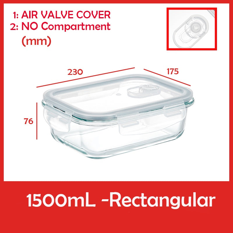 Locaupin Glass Container Plastic Lids ,Leak Proof Lunch Boxes Refrigerator Keep Fresh Food Container Microwave safe
