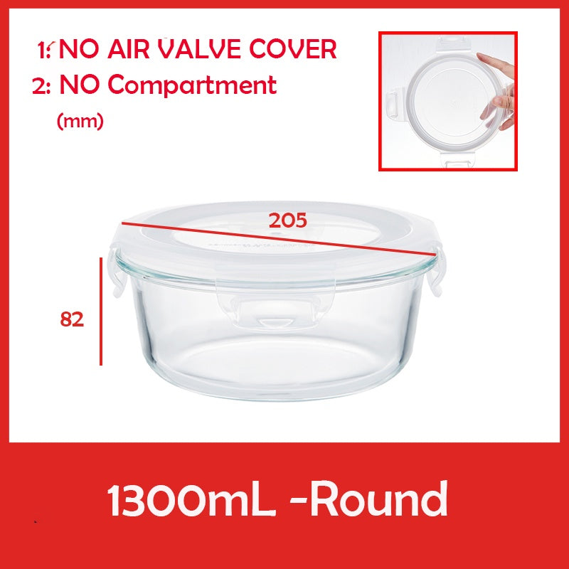 Locaupin Glass Container Plastic Lids ,Leak Proof Lunch Boxes Refrigerator Keep Fresh Food Container Microwave safe