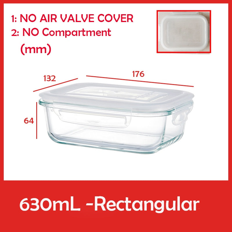 Locaupin Glass Container Plastic Lids ,Leak Proof Lunch Boxes Refrigerator Keep Fresh Food Container Microwave safe
