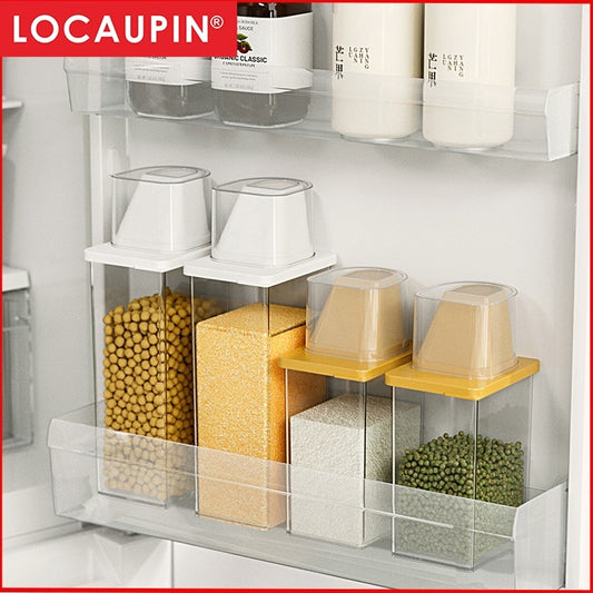 Locaupin Large BPA -Free Plastic Food Saver, Kitchen Food Cereal Storage Containers with measuring cup Food Dispenser