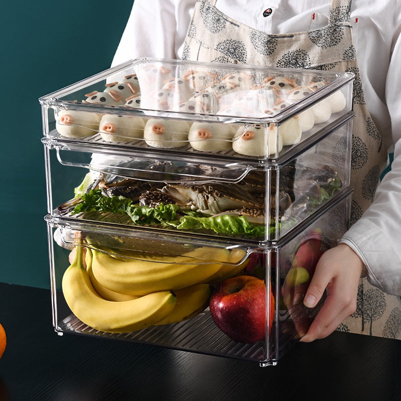 Locaupin Food Storage Containers, Stackable Refrigerator Freezer Organizer Fresh Keeper Container with Lids