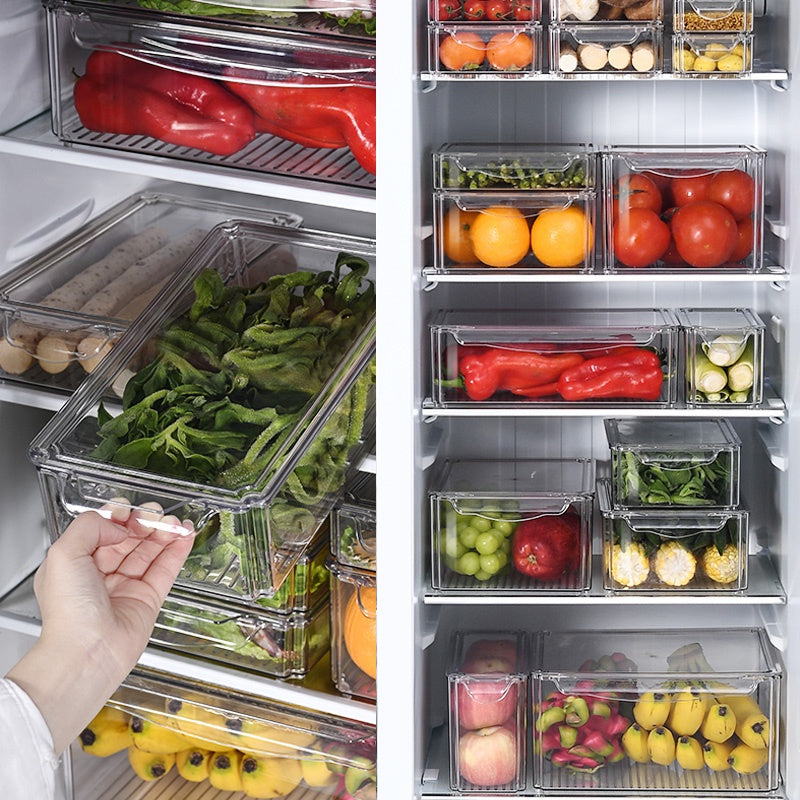 Locaupin Food Storage Containers, Stackable Refrigerator Freezer Organizer Fresh Keeper Container with Lids