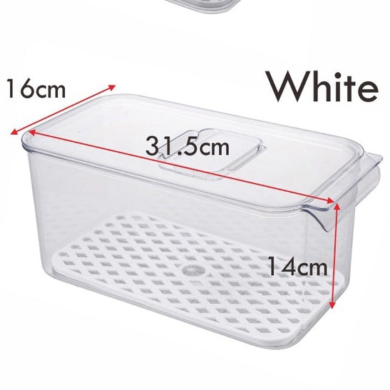 Locaupin Stackable Kitchen Pantry Cabinet Refrigerator Freezer Food Storage Box with Handles Lid - Organization