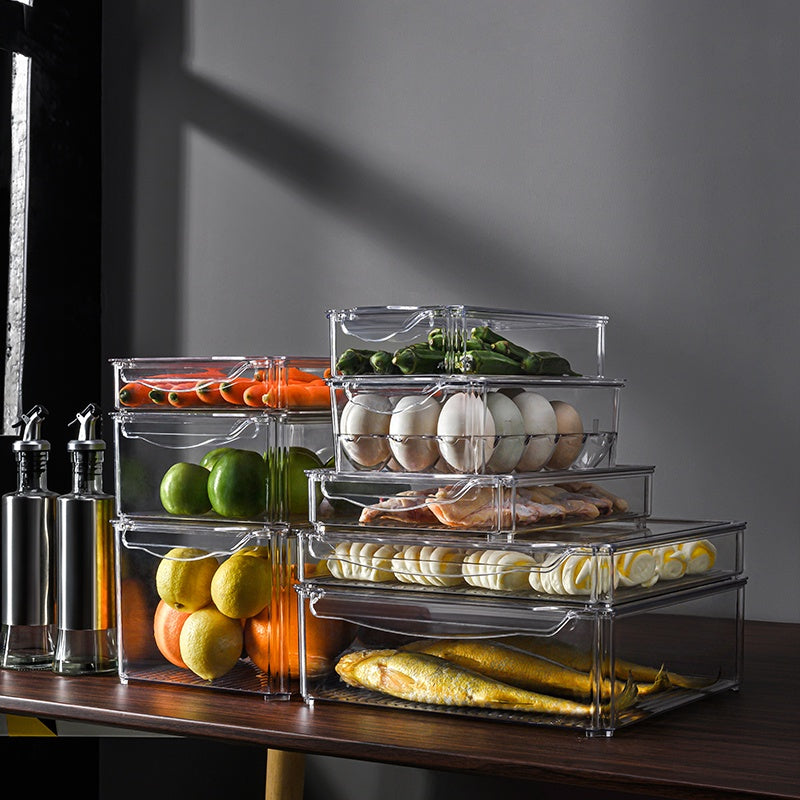 Locaupin Food Storage Containers, Stackable Refrigerator Freezer Organizer Fresh Keeper Container with Lids