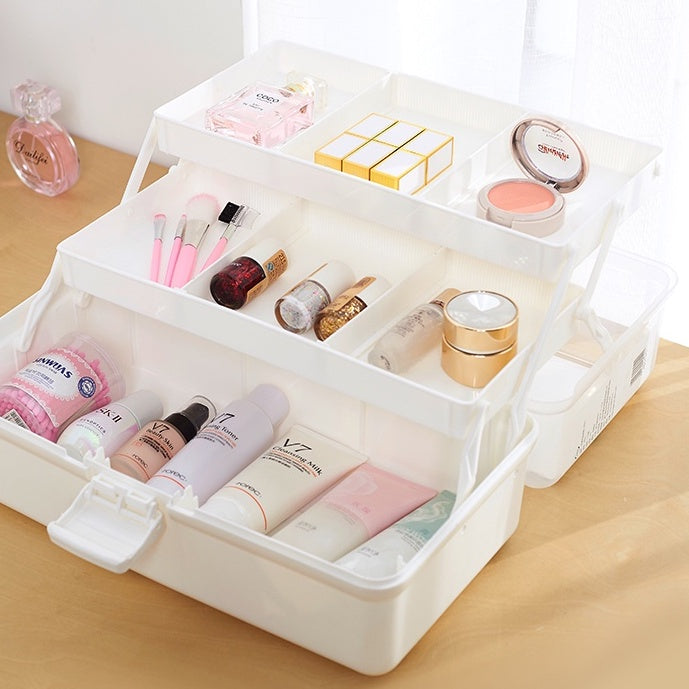 Locaupin Portable Handle Medicine first aid Box Plastic Medicine Basic Organizer. Family small Safety Emergency Medical
