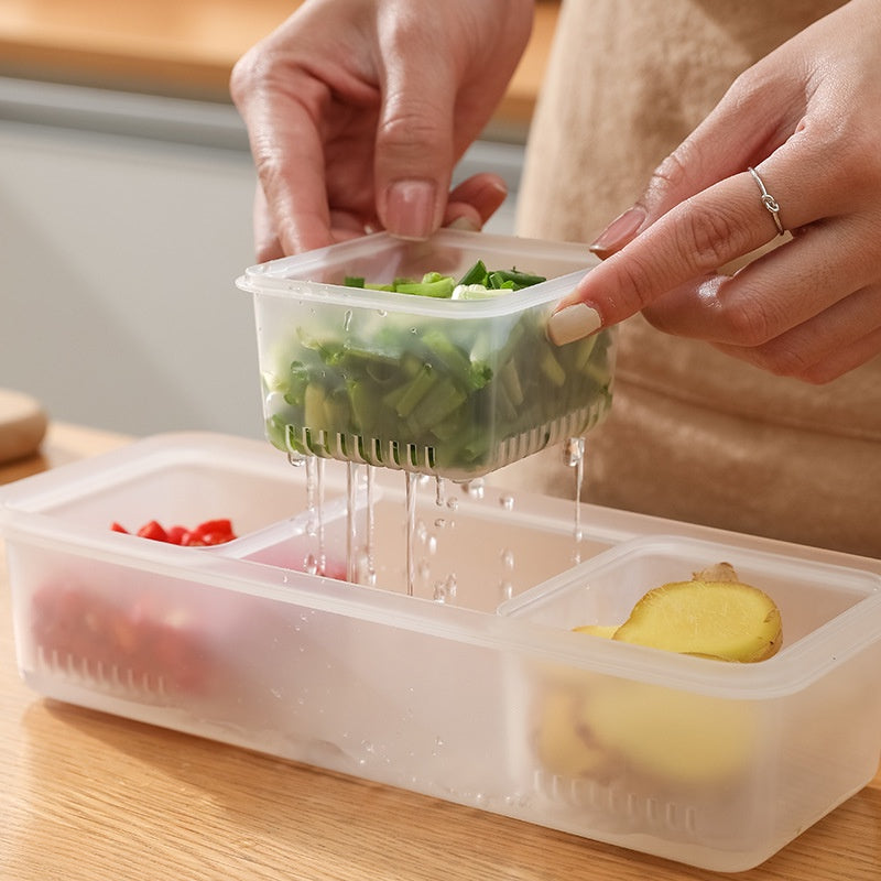 Locaupin Garlic Refrigerator Storage Jar Transparent Ginger Storage Holder Sealed Vegetable Food Box Food Dispensers