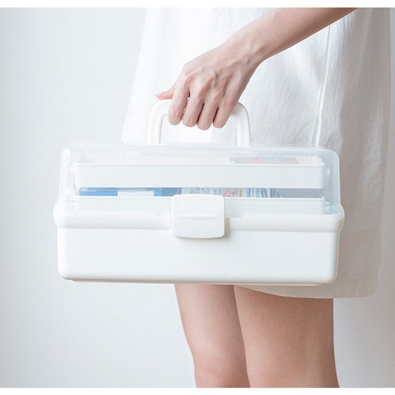 Locaupin Portable Handle Medicine first aid Box Plastic Medicine Basic Organizer. Family small Safety Emergency Medical