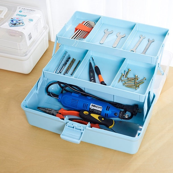 Locaupin Portable Handle Medicine first aid Box Plastic Medicine Basic Organizer. Family small Safety Emergency Medical
