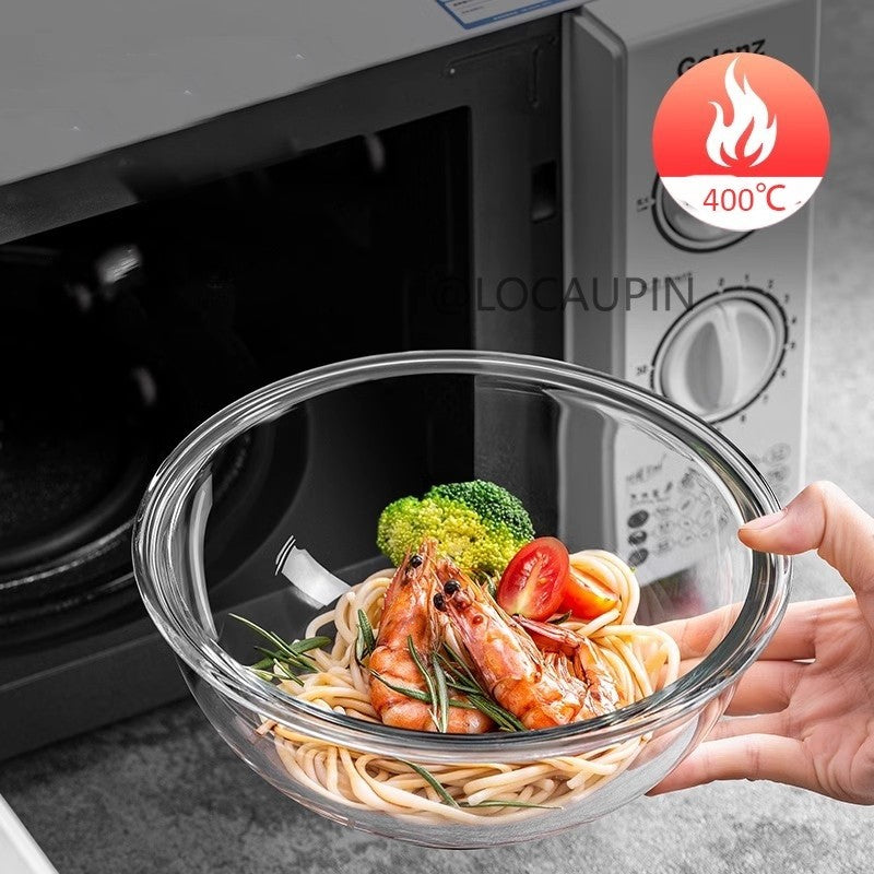 Locaupin Glass Bowls Microwavable Glass Bowl Clear Tempered Glass Salad Bowls for Kitchen Microwave and Oven Safe