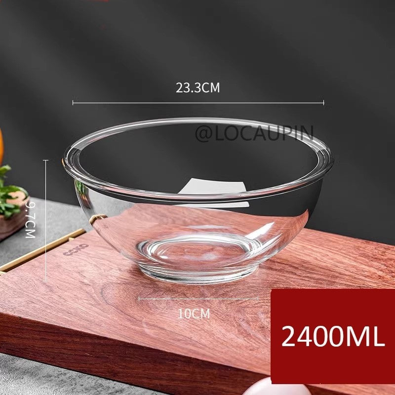 Locaupin Tempere Glass Mixing Bowl Salad Bowl Tableware Bakeware Glass Salad Bowls for Kitchen Microwave and Oven Safe