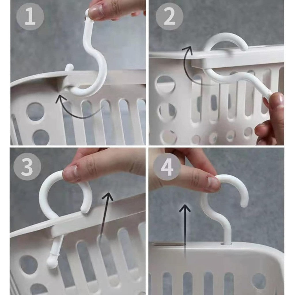 Locaupin Plastic Hanging Baskets Organizer with Hooks Bathroom Organizing Basket for Home Kitchen Bathroom