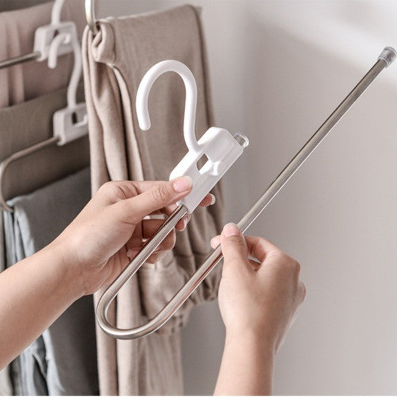 Locaupin Magic Pants Hangers, Space Saving Closet Hangers Multi Functional Pants Rack Wardrobe Organizer Racks for Cloth